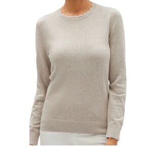 Banana republic sweater XSP scallop collar tan petite